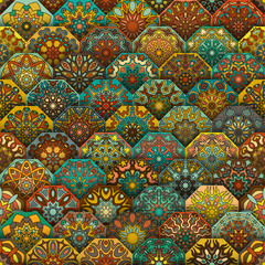Seamless pattern. Vintage decorative elements. Hand drawn background. Islam, Arabic, Indian, ottoman motifs. Perfect for printing on fabric or paper.