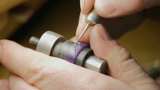 Wax Carving. Work On Wax Model Of Gold Ring. Jewelry Work