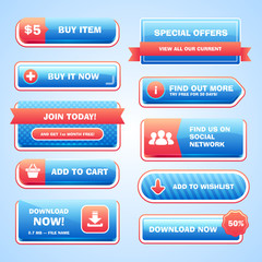 Set of bright buttons