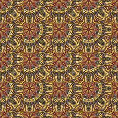 Ornate floral seamless texture, endless pattern with vintage mandala elements.