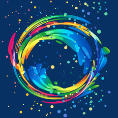 Multicolored round abstract element on dark background