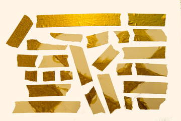 A set of Home-made Gold paper tape pieces