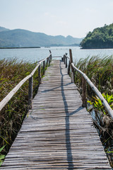 Obraz premium Walkway wood texture a natural