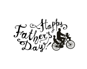 Fototapeta na wymiar Happy Father's day! Bike with childrens and dad