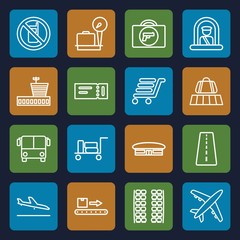 Set of 16 airport outline icons