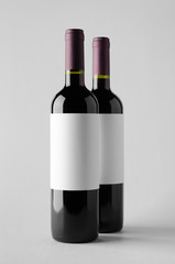 Wine Bottle Mock-Up - Two Bottles. Blank Label