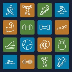 Set of 16 athletic outline icons