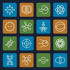 Set of 16 molecule outline icons