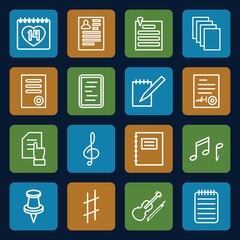 Set of 16 note outline icons
