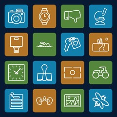 Set of 16 simple outline icons