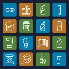 Set of 16 glass outline icons