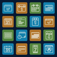 Set of 16 month outline icons