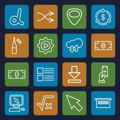 Set of 16 app outline icons