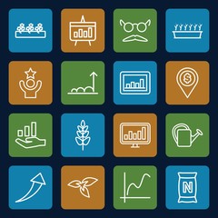 Set of 16 growth outline icons