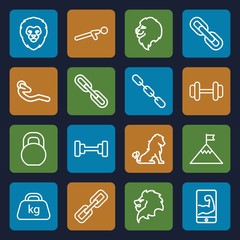 Set of 16 strength outline icons