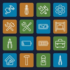 Set of 16 maintenance outline icons