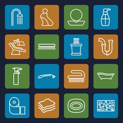 Set of 16 hygiene outline icons