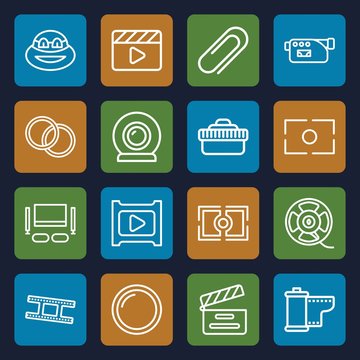 Set of 16 movie outline icons