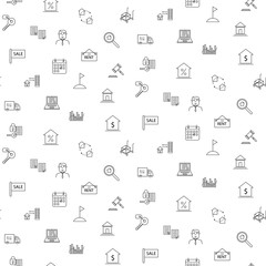Real estate icon seamless monochrome pattern.