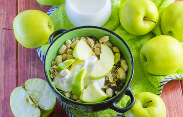 oat muesli with apples and candied fruits