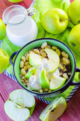 oat muesli with apples and candied fruits