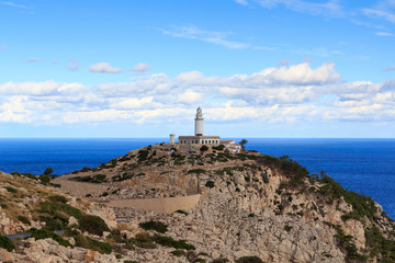 Cap de Formentor Lighthouse panorama and Mediterranean Sea, Majorca, Spain