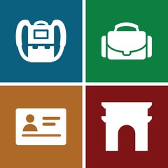 Set of 4 tourism filled icons