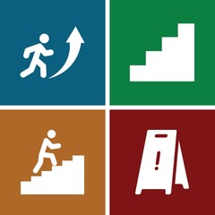 Set of 4 stairs filled icons