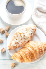 Croissants with cup of coffee