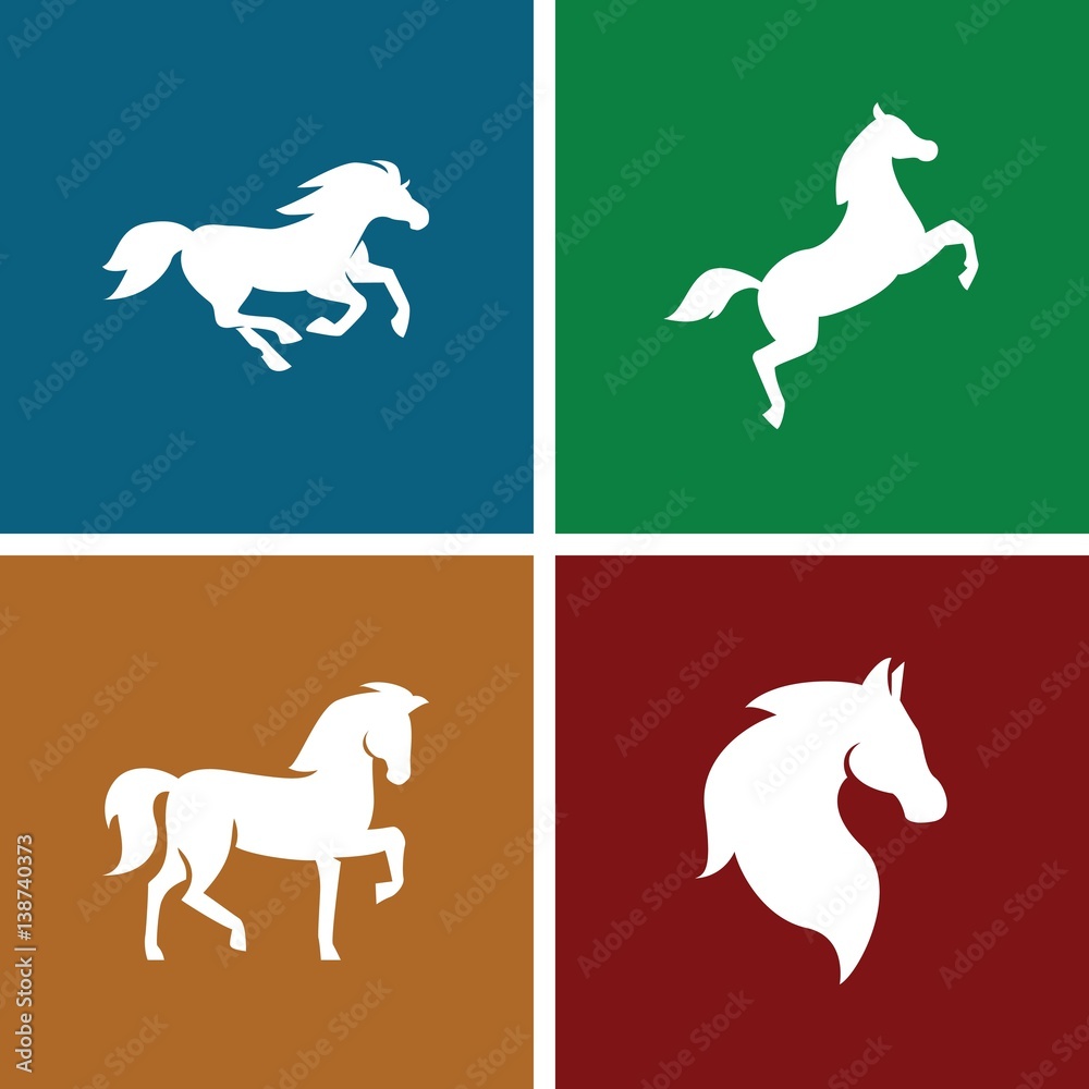 Canvas Prints Set of 4 mustang filled icons