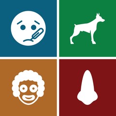 Set of 4 nose filled icons