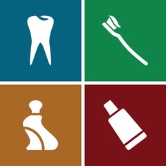 Set of 4 toothpaste filled icons
