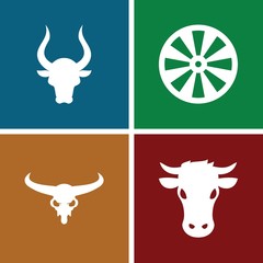 Set of 4 bull filled icons