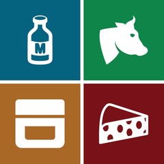 Set of 4 dairy filled icons