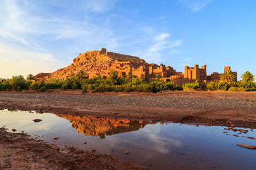 Kasbah Ait Ben Haddou in the Atlas mountains of Morocco at sunset