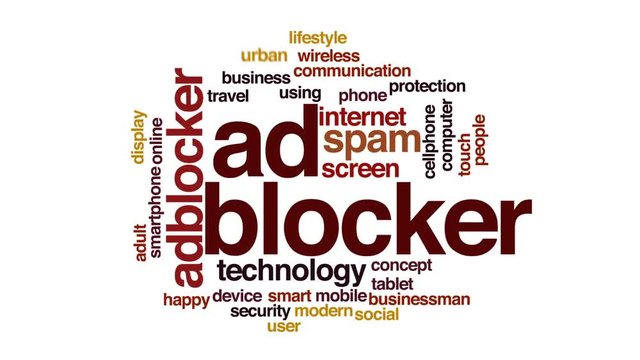 Ad blocker animated word cloud, text design animation.