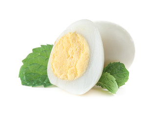 boiled quail eggs on white background