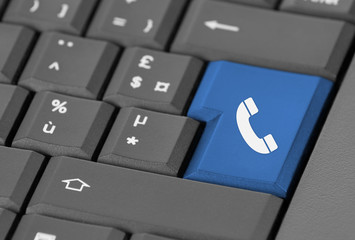 Touche téléphone bleu