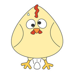 cute cartoon hen with egg vector funny illustration isolated on white background

