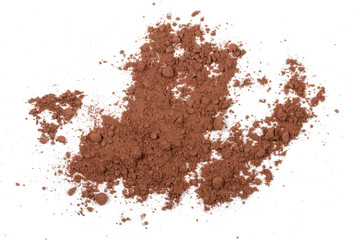 pile of cocoa powder isolated on white background
