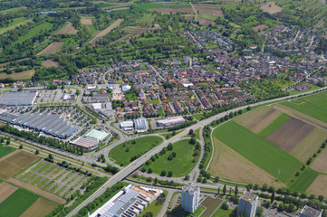 aerial view of Mietersheim  near of  Lahr, Ortenau in Baden Germany