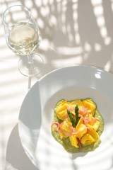 fresh pasta cappelletti with asparagus sauce