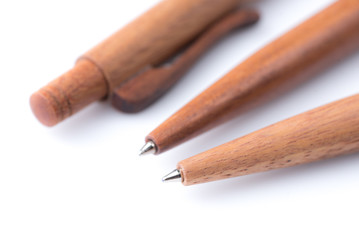 wooden pen isolated on white background