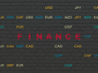 Currency concept: Finance on wall background