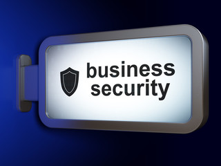 Security concept: Business Security and Shield on billboard background