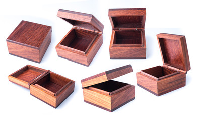 Wood box empty isolated on white background