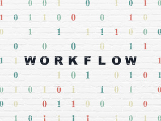 Finance concept: Workflow on wall background