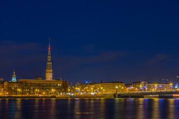 Obraz premium Riga,Latvia at night with long exposure