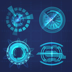 vector illustration of high technology elements, Futuristic design concept, Scientific HUD background
