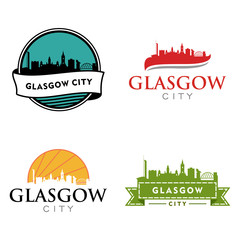 Glasgow City Scotland Landscape Cityscape Skyline Silhouette Logo